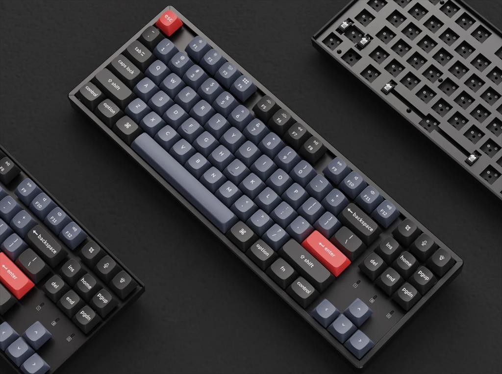 KEYBOARD MECHANICAL KEYCHRON K8 PRO HS ALUMINIUM RGB LED TKL Gateron G-pro Blue switch Multi-Device (Wired+Bluetooth), Black, KEYCHRON-KEY-K8P-J2 08406