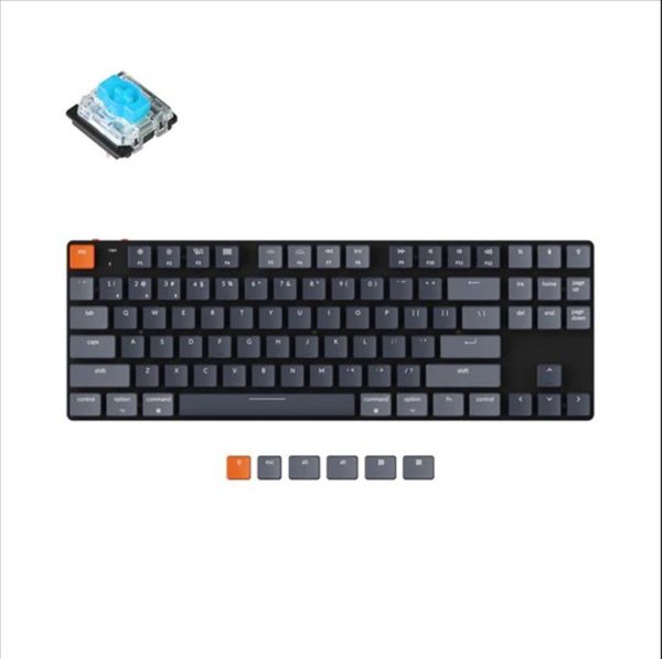 Keyboard mechanical keychron k1 se hs al top case low profile rgb led tkl gateron blue switch multi-device(wired+bluetooth)black, keychron-key-k1se-h2