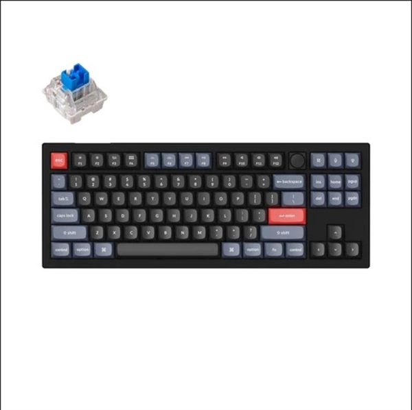 Keyboard mechanical keychron v3 tkl qmk/via rgb keychron k pro blue switch, carbon black (non-transparent), w/knob, keychron-key-v3-d2