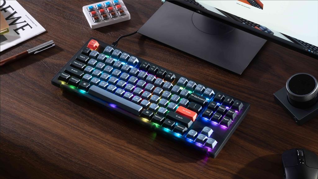 KEYBOARD MECHANICAL KEYCHRON V3 TKL QMK/VIA RGB Keychron K PRO Blue switch, Frosted Black (Translucent), w/knob, KEYCHRON-KEY-V3-C2 08415