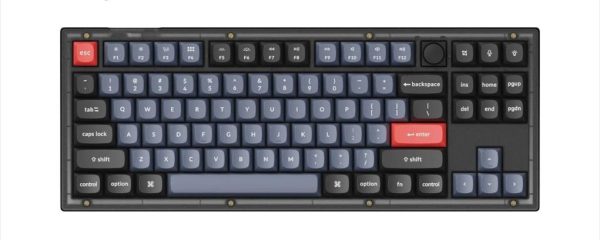 KEYBOARD MECHANICAL KEYCHRON V3 TKL QMK/VIA RGB Keychron K PRO Red switch, Frosted Black (Translucent), w/knob, KEYCHRON-KEY-V3-C1