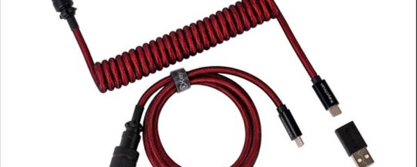 KEYBOARD ACCESSORY KEYCHRON COILED AVIATOR PREMIUM ANGLED CABLE  RED (Type-C to Type-C) w/adapter type-A to Type-C