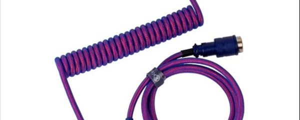 KEYBOARD ACCESSORY KEYCHRON COILED AVIATOR PREMIUM ANGLED CABLE  PURPLE (Type-C to Type-C) w/adapter type-A to Type-C