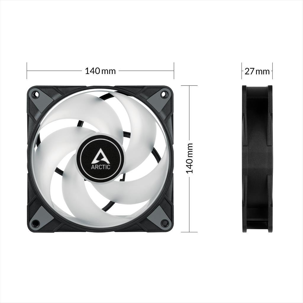 COOLERS CASE FAN 140mm ARCTIC P14 PWM PST A-RGB 0dB 1900 RPM BLACK ACFAN00239A 36401
