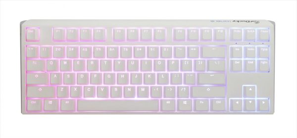 Keyboard mechanical ducky one 3 tkl rgb pbt double-shot keycaps hot-swappable cherry mx blue, pure white, dkon2187st-cuspdpwwwsc1