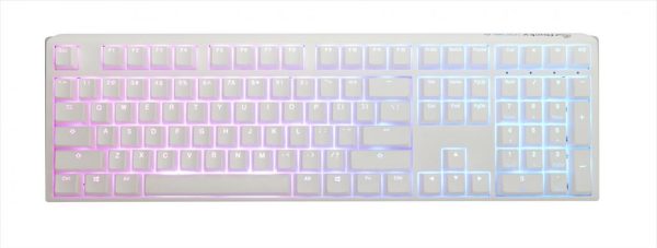 Keyboard mechanical ducky one 3 full size rgb pbt double-shot keycaps hot-swappable cherry mx red, pure white, dkon2108st-ruspdpwwwsc1