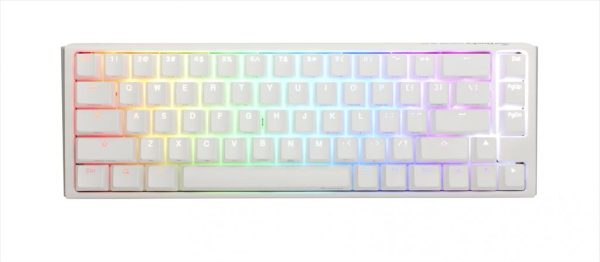 Keyboard mechanical ducky one 3 sf rgb 65% pbt double-shot keycaps hot-swappable cherry mx blue, pure white, dkon2167st-cuspdpwwwsc1