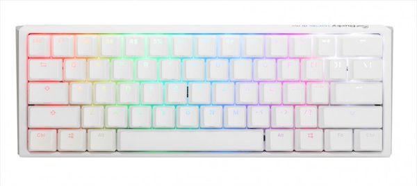 Keyboard mechanical ducky one 3 mini rgb 60% pbt double-shot keycaps hot-swappable cherry mx red, pure white, dkon2161st-ruspdpwwwsc1