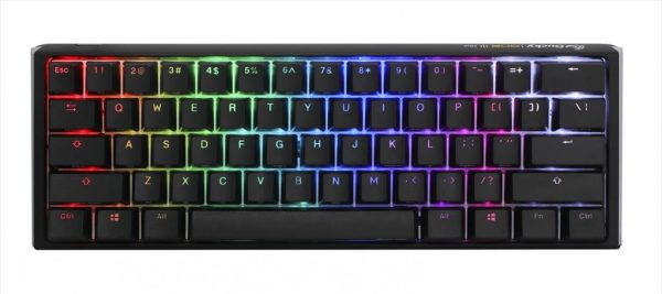Keyboard mechanical ducky one 3 mini rgb 60% pbt double-shot keycaps hot-swappable cherry mx brown, black, dkon2161st-buspdclawsc1