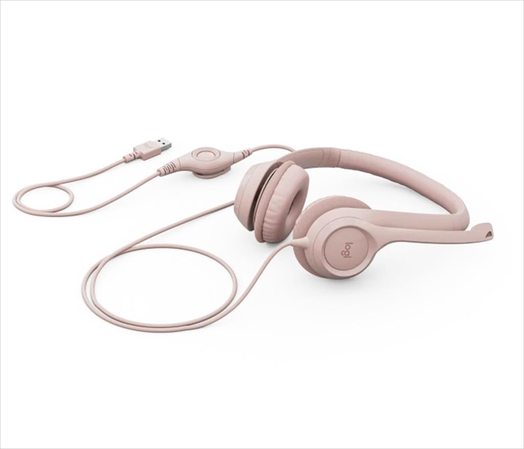 HEADPHONES LOGITECH H390 USB Rose w/Microphone 981-001281 41237