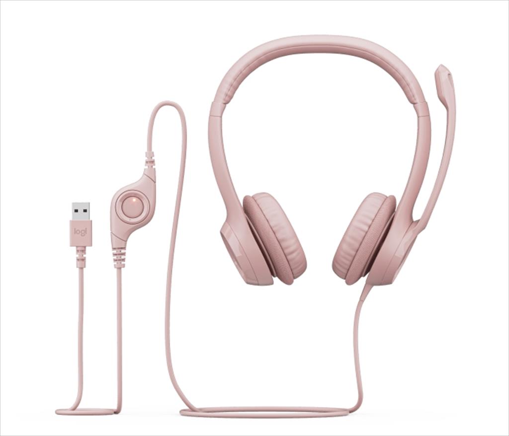 HEADPHONES LOGITECH H390 USB Rose w/Microphone 981-001281 41237