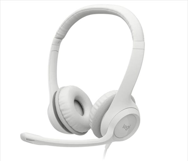 Headphones logitech h390 usb white w/microphone 981-001286