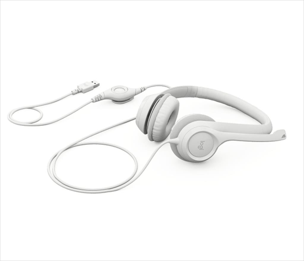 HEADPHONES LOGITECH H390 USB White w/Microphone 981-001286 41238