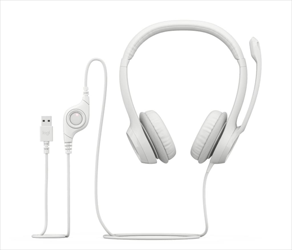 HEADPHONES LOGITECH H390 USB White w/Microphone 981-001286 41238