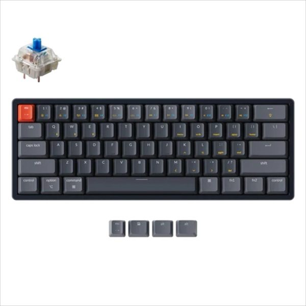 KEYBOARD MECHANICAL KEYCHRON K12 AL HOT-SWAPPABLE RGB LED 60% Gateron Blue switch Multi-Device (Wired+Bluetooth), Black, KEYCHRON-KEY-K12-J2 08491