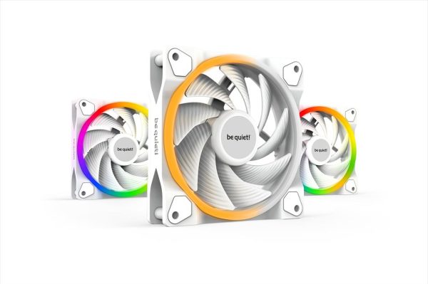 Coolers case fan 3x120mm be quiet! light wings white pwm high speed 2500rpm argb, rifle bearing, triple pack, bl101