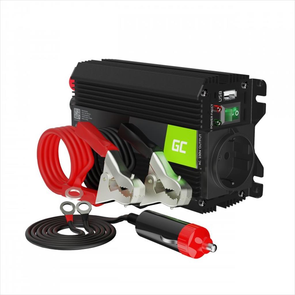 CAR POWER VOLTAGE CONVERTER GREEN CELL 12V>230V 300W/600W, w/USB ,INVGC01 45025