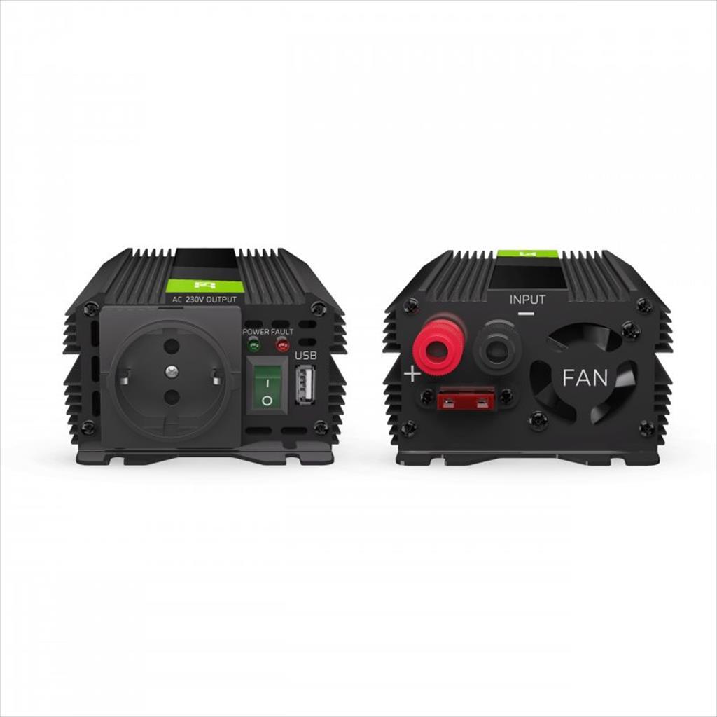 CAR POWER VOLTAGE CONVERTER GREEN CELL 12V>230V 300W/600W, w/USB ,INVGC01 45025