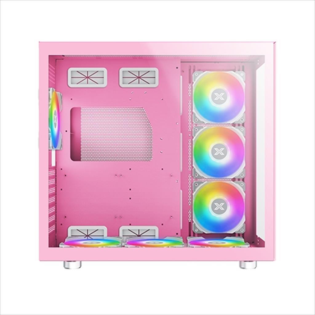 CASE XIGMATEK ATX mid-Tower AQUARIUS PRO QUEEN PINK w/2xTG, 7x 120mm X24A Arctic, ARGB Galaxy II Fan Control Kit, USB type C 02379