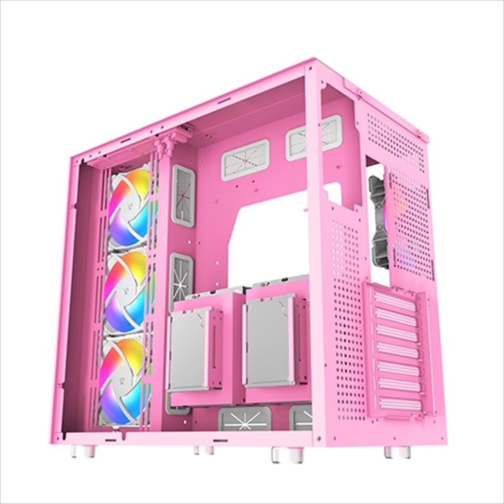 CASE XIGMATEK ATX mid-Tower AQUARIUS PRO QUEEN PINK w/2xTG, 7x 120mm X24A Arctic, ARGB Galaxy II Fan Control Kit, USB type C 02379