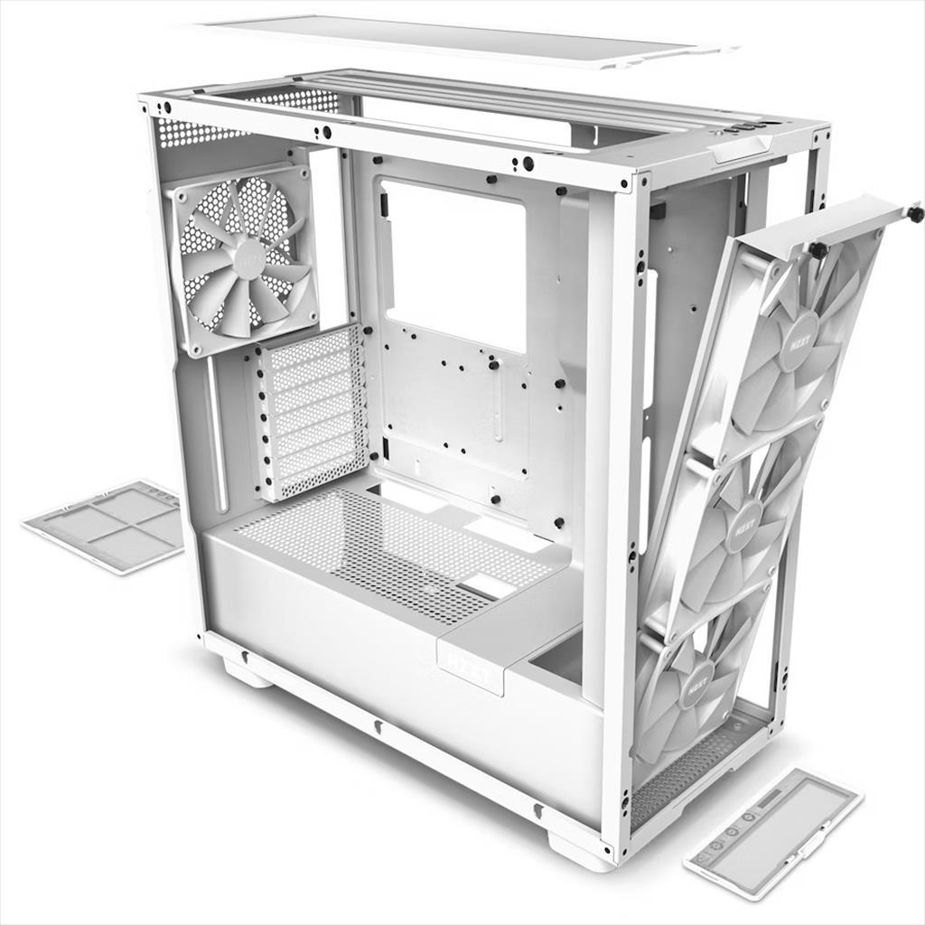 CASE NZXT ATX Mid-Tower H7 ELITE (2023) RGB w/2xWINDOWS + Top MESH 3x F140 RGB Core Fan, F140Q Airflow fan, USB-C 3.2, 2xUSB-A 3.2, Matte White CM-H71EW-02 02397