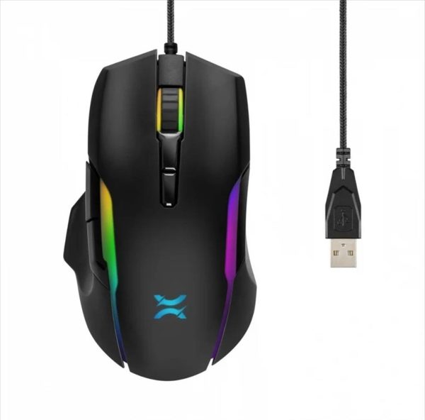 Mouse wired noxo, deviator gaming mouse, usb, dpi 6400, 7 programmable buttons, rgb illumination, black