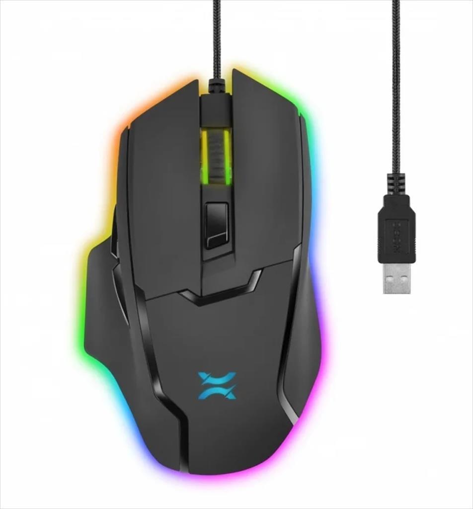 MOUSE WIRED NOXO, VEX GAMING MOUSE, USB, DPI 7000, 6 PROGRAMMABLE BUTTONS, RGB ILLUMINATION, Black 07409