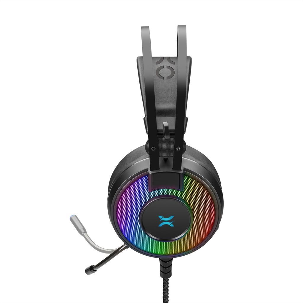 HEADPHONE NOXO CYCLONE GAMING HEADSET, FLEXIBLE MICROPHONE, 2 x 3.5 mm, USB (for illumination), RAINBOW ILLUMINATED EAR CUPS, BRAIDED CABLE 41255