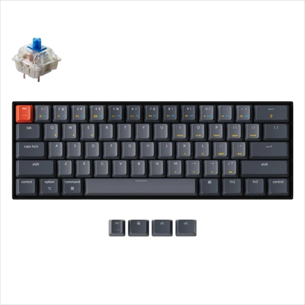 KEYBOARD MECHANICAL KEYCHRON K12 HOT-SWAPPABLE WHITE LED 60% Gateron Blue switch Multi-Device (Wired+Bluetooth), Black, KEYCHRON-KEY-K12-G2 08261