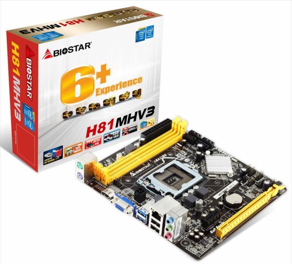 Mb 1150 h81mhv3 biostar 2xddr3 1600mhz, pciex16, pciex1,2xsata iii, 2xsataii, 4xusb 2.0, 2xusb 3.0, hdmi, vga, com port header