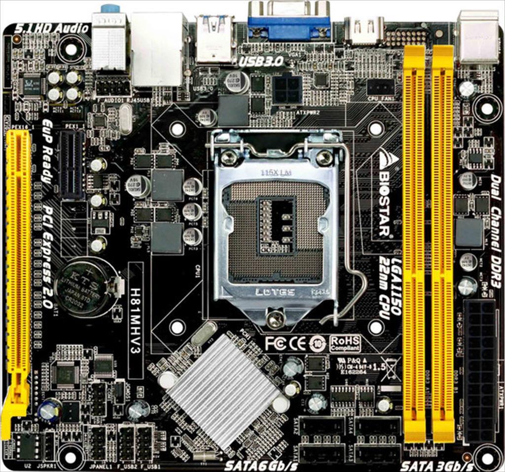 MB 1150 H81MHV3 BIOSTAR 2xDDR3 1600Mhz, PCIex16, PCIex1,2xSATA III, 2xSATAII, 4xUSB 2.0, 2xUSB 3.0, HDMI, VGA, COM port header 18171