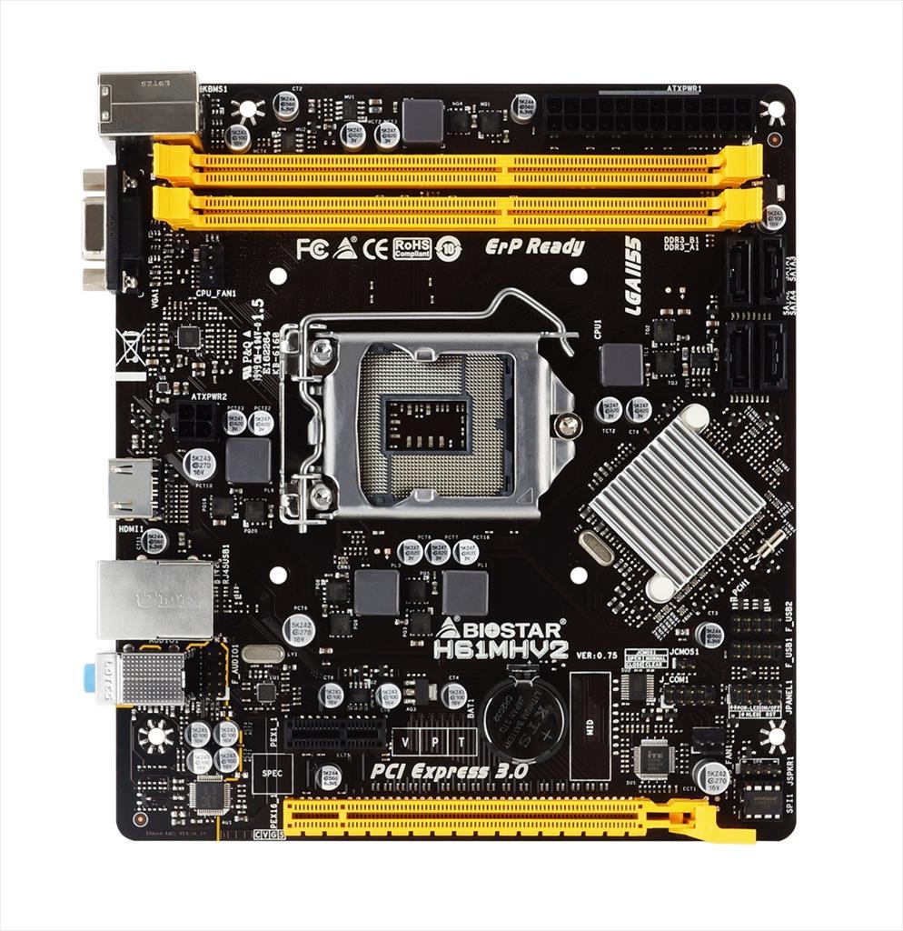 MB 1155 H61MHV2 BIOSTAR, 2xDDR3 1600MHz, VGA, HDMI, 1xPCIex16, 1xPCIex1, 4xSATAII, 4xUSB2.0 18302