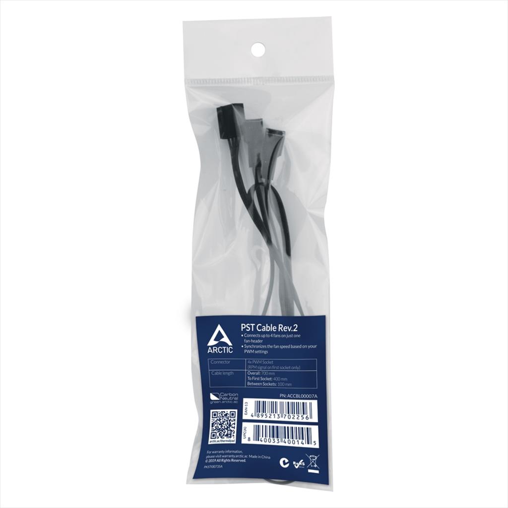 CONVERTOR FAN SPLITER ARCTIC PST Rev.2 7cm - 4pin 1x female to 4x male PWM, ACCBL00007A 35195