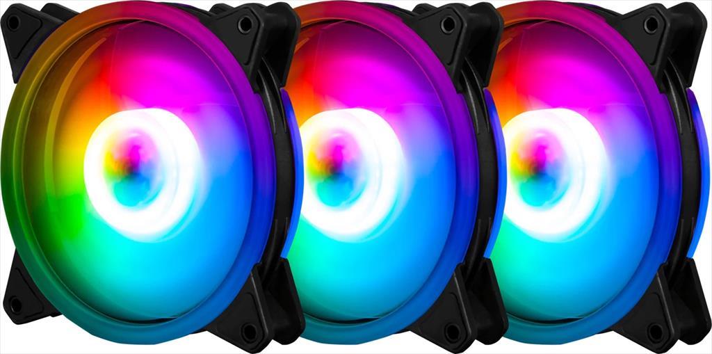 COOLERS CASE FAN 120mm XIGMATEK GALAXY II ESSENTIAL + CHB1 w/remote, 3x AX120 ARGB (Inner Ring), EN42104 36149