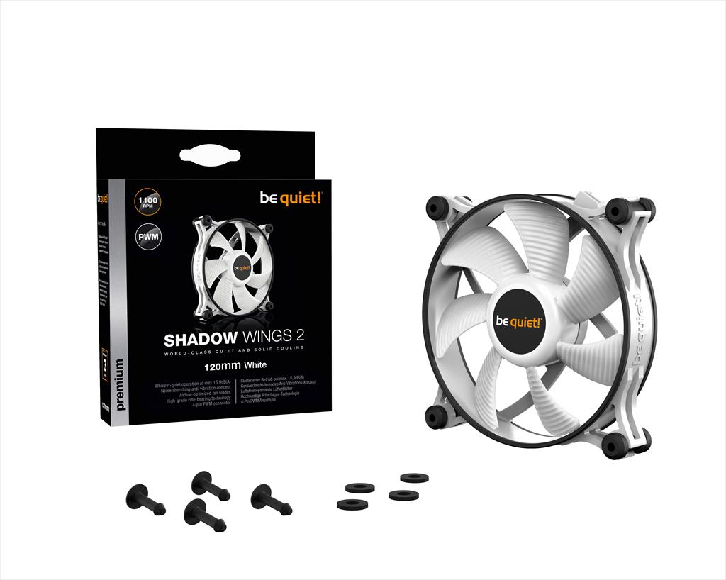 COOLERS CASE FAN 120mm BE QUIET! SHADOW WINGS 2 PWM White 1.100rpm, DURABLE RIFLE BEARING, BL089 36177