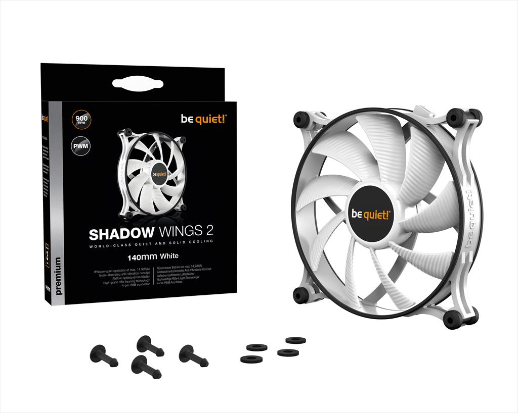 COOLERS CASE FAN 140mm BE QUIET! SHADOW WINGS 2 PWM White 900rpm, DURABLE RIFLE BEARING, BL091 36178