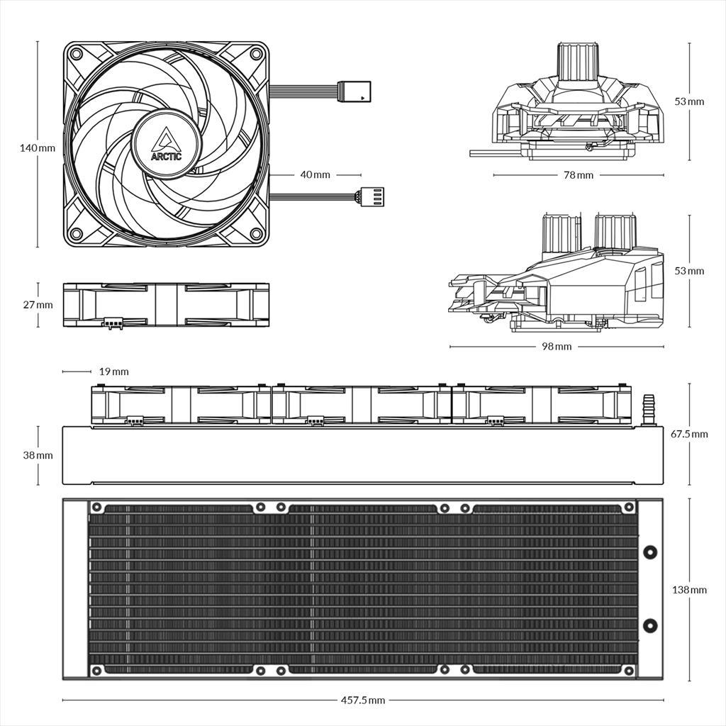COOLERS CPU AIO ARCTIC LIQUID FREEZER II 420, 3x140mm P14 PWM A-RGB fans, ACFRE00109A 36323