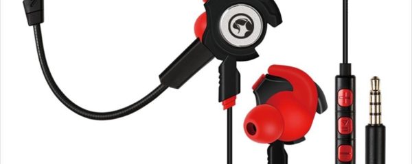 EARPHONES Gaming MARVO GP001 w/dual microphones (one detachable), 1x3.5mm / 2x3.5mm, Black/red