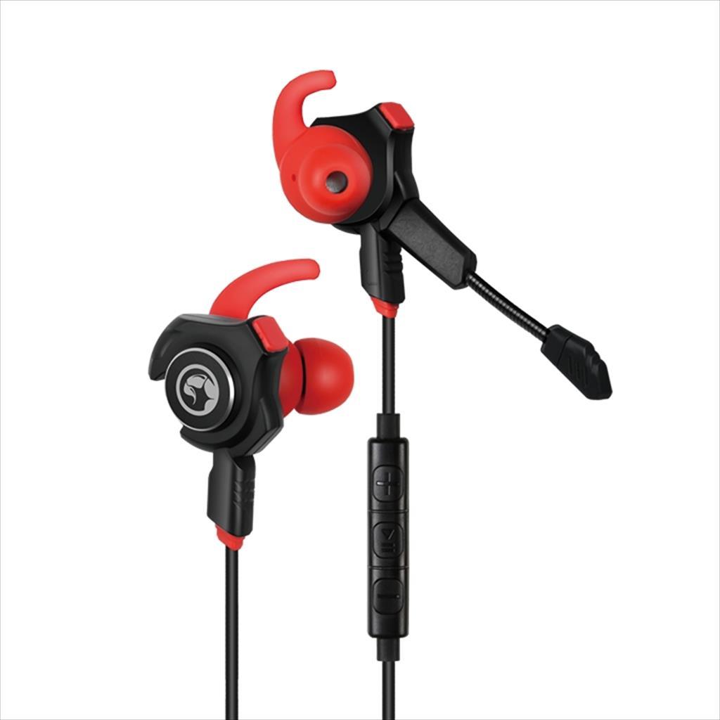 EARPHONES Gaming MARVO GP001 w/dual microphones (one detachable), 1x3.5mm / 2x3.5mm, Black/red 41105