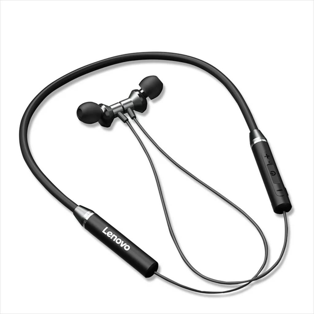 EARPHONES WIRELESS LENOVO Neckband Black, Bluetooth w/microphone,HE-05 41110