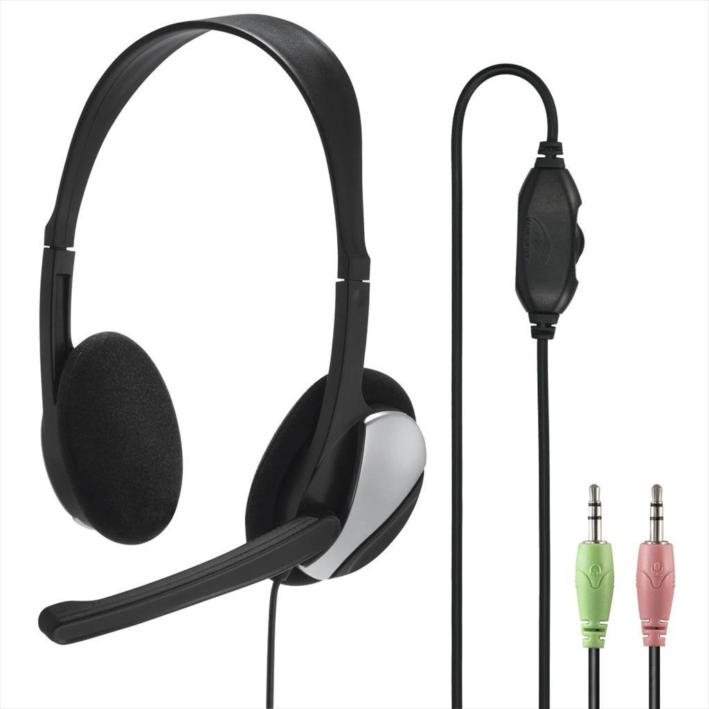 HEADPHONES HAMA HS-P100, w/microphone, 2x3,5mm, Black 41137