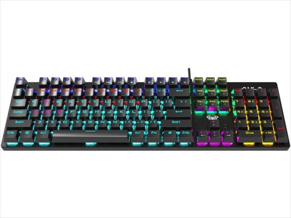 Keyboard mechanical aula retribution tactile blue switch illuminated black, 316527