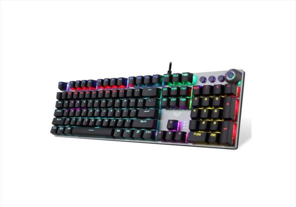 Keyboard mechanical aula fireshock v2 tactile illuminated w/palm rest black, 284825