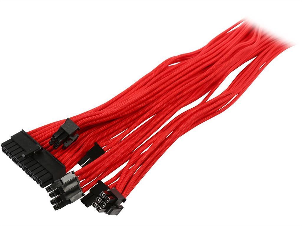 EXTENSION PSU KIT PHANTEX ATX 24-pin, CPU 4+4-pin, PCI-E 6+2-pin x2, 30cm w/cable clips RED, PH-CB-CMBO_RD 13333