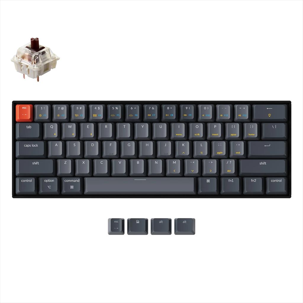 KEYBOARD MECHANICAL KEYCHRON K12 HOT-SWAPPABLE RGB LED 60% Gateron Brown switch Multi-Device (Wired+Bluetooth), Black, KEYCHRON-KEY-K12-H3 08321