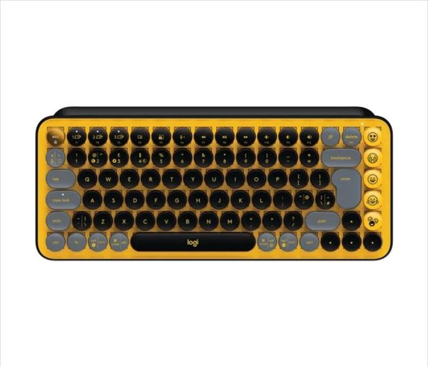 Keyboard mechanical logitech pop keys brown tactile switch w/emoji, logi bolt w/bluetooth multi-device blast yellow 920-010735