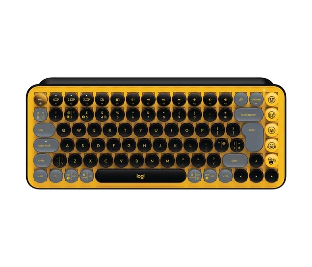 KEYBOARD MECHANICAL LOGITECH POP KEYS Brown Tactile switch w/Emoji, Logi Bolt w/Bluetooth Multi-device Blast Yellow 920-010735 08335