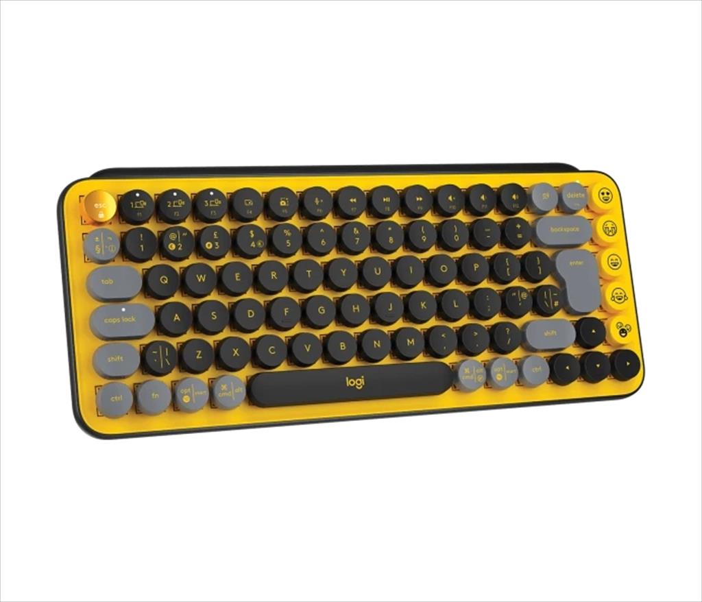 KEYBOARD MECHANICAL LOGITECH POP KEYS Brown Tactile switch w/Emoji, Logi Bolt w/Bluetooth Multi-device Blast Yellow 920-010735 08335