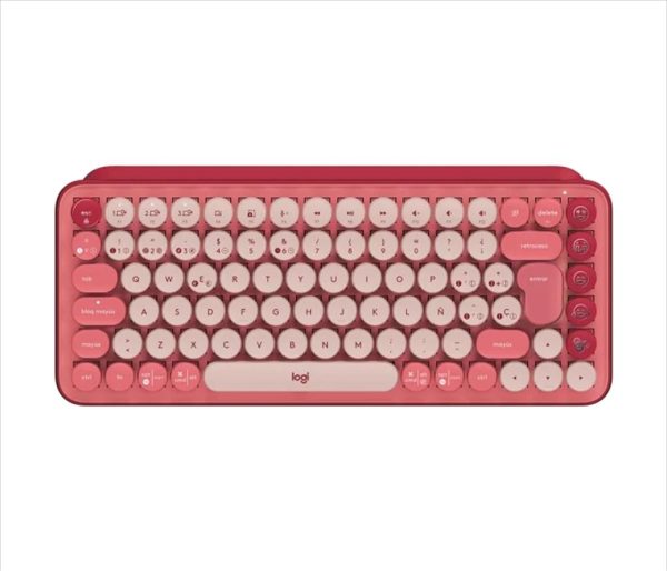 Keyboard mechanical logitech pop keys brown tactile switch w/emoji, logi bolt w/bluetooth multi-device heartbreaker rose 920-010737