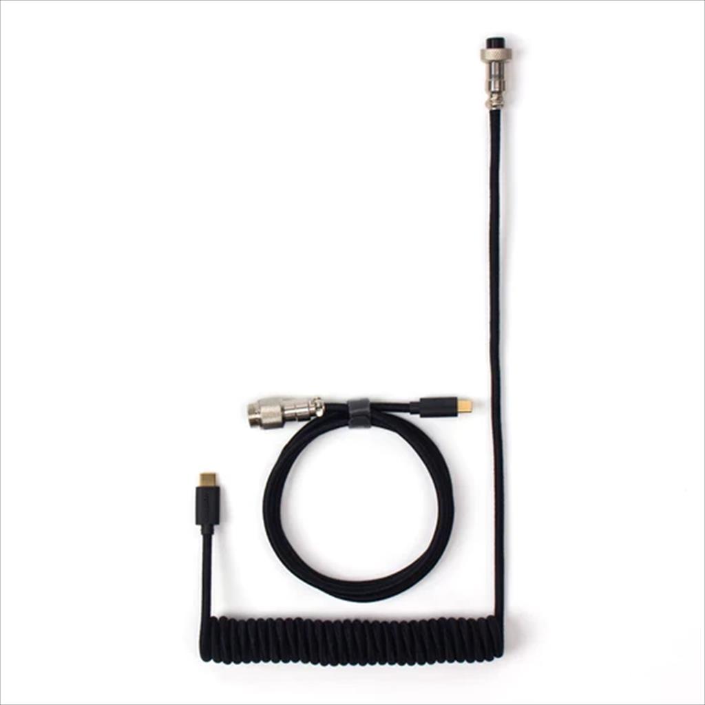 KEYBOARD ACCESSORY KEYCHRON COILED AVIATOR CUSTOM CABLE (Type-C to Type-C) w/adapter type-A to Type-C, Black 08340